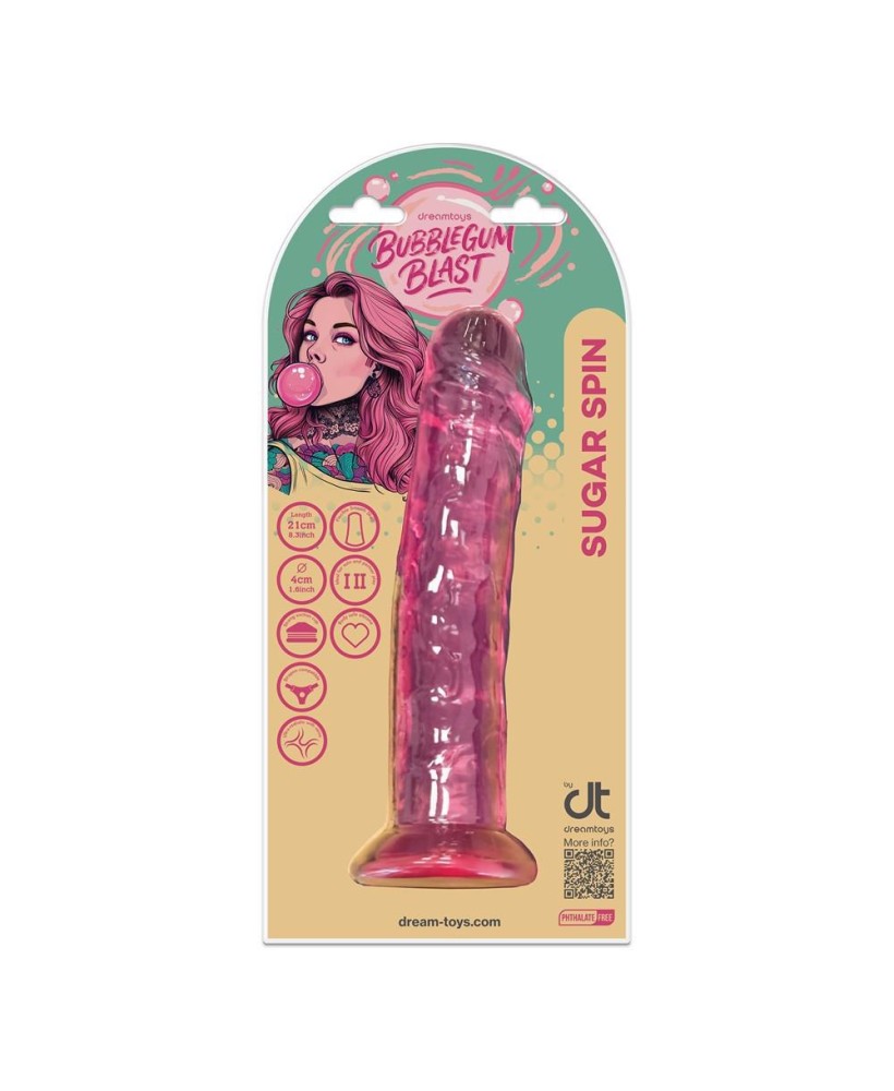 BUBBLEGUM BLAST SUGAR SPIN PINK CLASSIC JELLY 8,3 INCH DONG