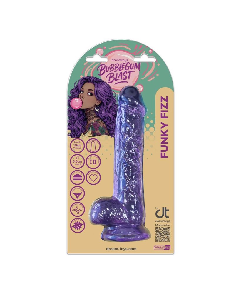 BUBBLEGUM BLAST FUNKY FIZZ PURPLE CLASSIC JELLY 7,5 INCH DILDO