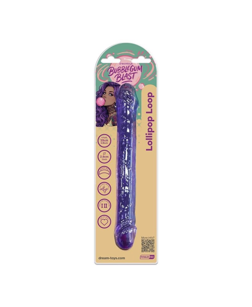 BUBBLEGUM BLAST LOLLIPOP LOOP PURPLE CLASSIC JELLY 9,8 INCH DOUBLE DONG