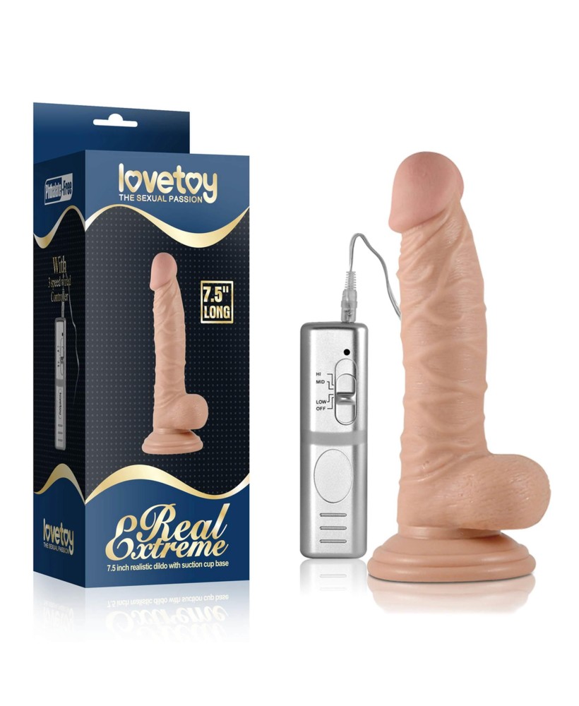 7.5"" Real Extreme Vibrating Dildo Flesh
