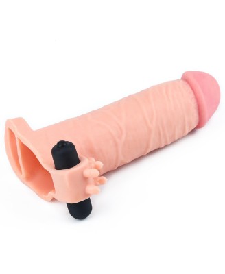 Add 2"" Pleasure X Tender Vibrating Penis Sleeve Flesh