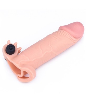 Add 2"" Pleasure X Tender Vibrating Penis Sleeve Flesh