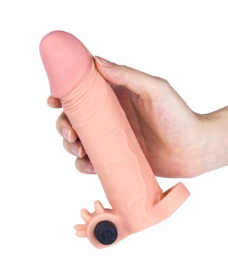 Add 2"" Pleasure X Tender Vibrating Penis Sleeve Flesh
