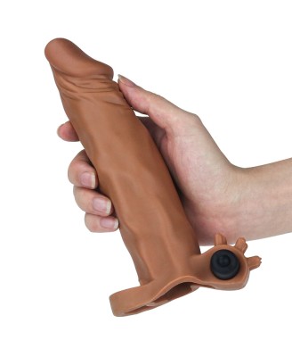 Add 2"" Pleasure X Tender Vibrating Penis Sleeve Brown