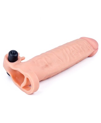 Add 2"" Pleasure X Tender Vibrating Penis Sleeve Flesh