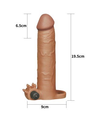 Add 3" Pleasure X Tender Vibrating Penis Sleeve Brown