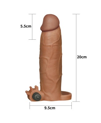 Add 3" Pleasure X Tender Vibrating Penis Sleeve Brown