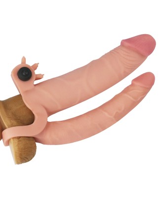 Add 1"" Pleasure X Tender Vibrating Double Penis Sleeve