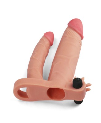 Add 1"" Pleasure X Tender Vibrating Double Penis Sleeve