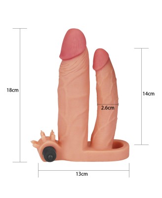 Add 1"" Pleasure X Tender Vibrating Double Penis Sleeve