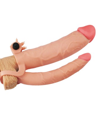 Add 3"" Pleasure X Tender Vibrating Double Penis Sleeve