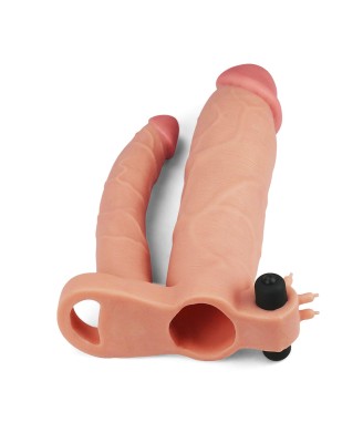 Add 3"" Pleasure X Tender Vibrating Double Penis Sleeve