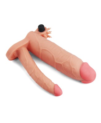 Add 3"" Pleasure X Tender Vibrating Double Penis Sleeve