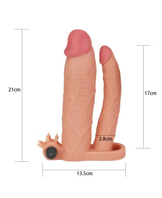 Add 3"" Pleasure X Tender Vibrating Double Penis Sleeve