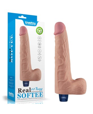 10" REAL SOFTEE Rechargeable TPE Vibrating Dildo(Flesh)