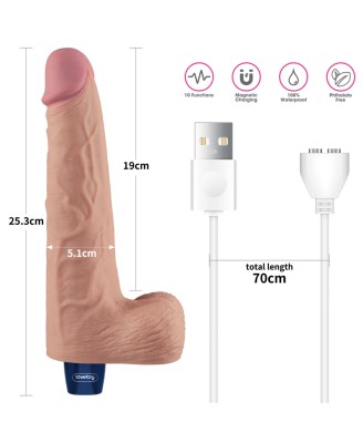 10" REAL SOFTEE Rechargeable TPE Vibrating Dildo(Flesh)
