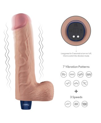 10" REAL SOFTEE Rechargeable TPE Vibrating Dildo(Flesh)