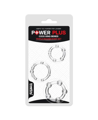 Power Plus Triple Beaded Ring Set