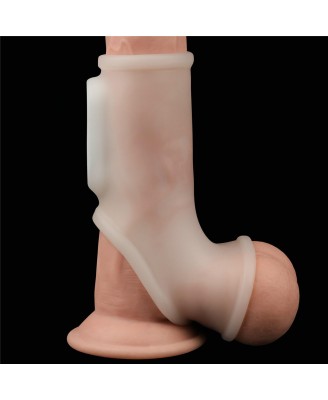 Vibrating Silk Knights Ring with Scrotum Sleeve