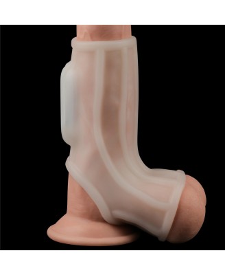 Vibrating Ridge Knights Ring with Scrotum Sleeve