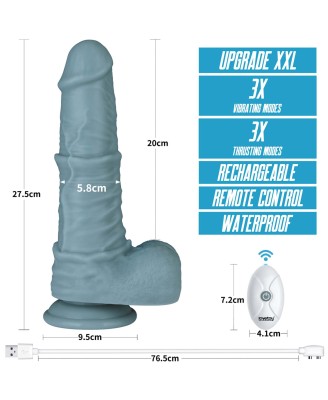 11'' Rechargeable Thrusting and Vibrating Silicone Dildo with Remote