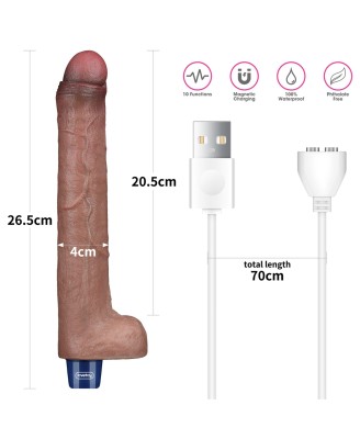 10.5" REAL SOFTEE Rechargeable Silicone Vibrating Dildo