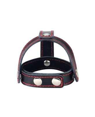 Bondage Fetish TStyle Leather Cockring With Ball Divider