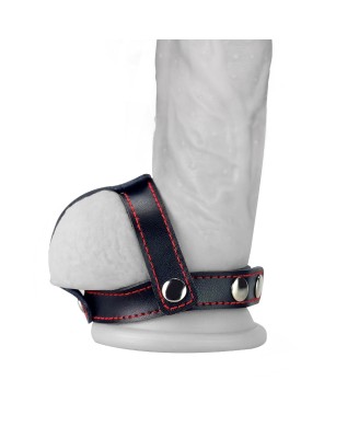 Bondage Fetish TStyle Leather Cockring With Ball Divider
