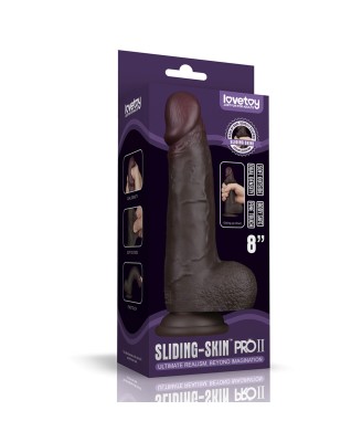 8'' Sliding Skin Pro II Dual Layer Silicone Dong (Black)