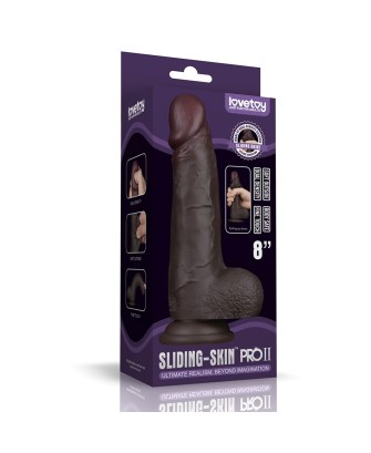 8'' Sliding Skin Pro II Dual Layer Silicone Dong (Black)