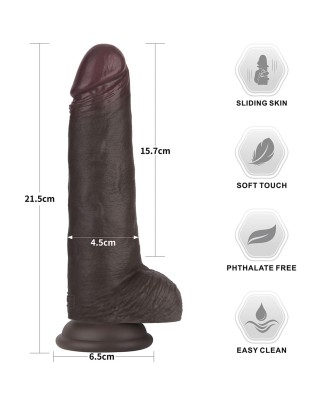 8.5'' Sliding Skin Pro II Dual Layer Silicone Dong (Black)