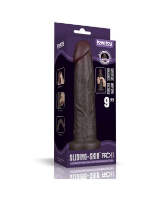 9'' Sliding Skin Pro II Dual Layer Silicone Dong (Black)