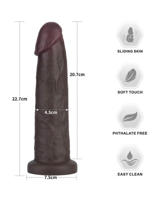 9'' Sliding Skin Pro II Dual Layer Silicone Dong (Black)