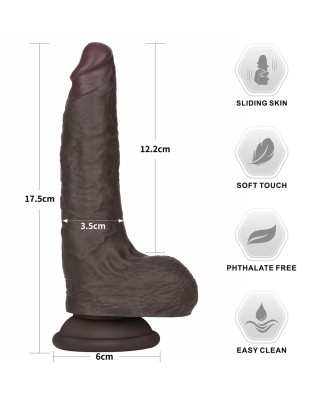 7'' Sliding Skin Pro II Dual Layer Silicone Dong (Black)