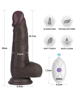 8" Vibrating Sliding Skin Pro II Silicone Dong (Black)