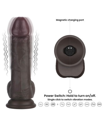 8" Vibrating Sliding Skin Pro II Silicone Dong (Black)