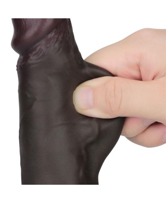 8" Vibrating Sliding Skin Pro II Silicone Dong (Black)