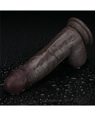 8" Vibrating Sliding Skin Pro II Silicone Dong (Black)