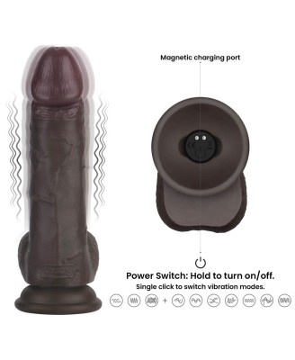 8.5"8.5" Vibrating Sliding Skin Pro II Silicone Dong (Black)