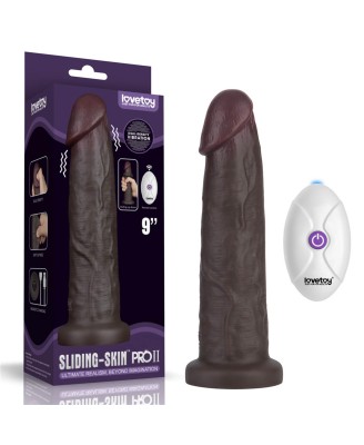 9" Vibrating Sliding Skin Pro II Dual Layer Silicone Dong