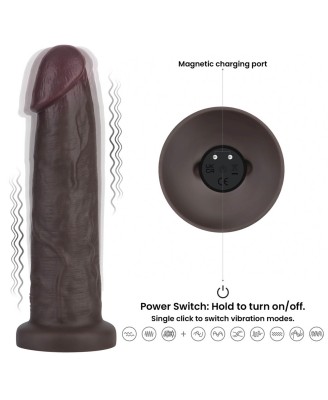9" Vibrating Sliding Skin Pro II Dual Layer Silicone Dong