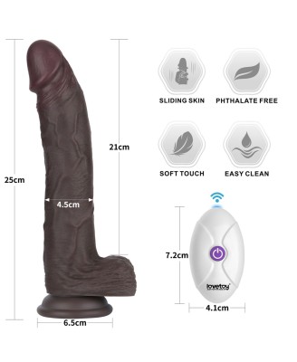 10" Vibrating Sliding Skin Pro II Silicone Dong (Black)
