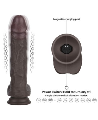 10" Vibrating Sliding Skin Pro II Silicone Dong (Black)