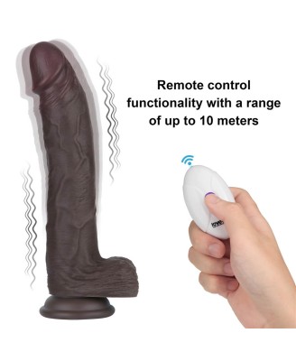 10" Vibrating Sliding Skin Pro II Silicone Dong (Black)
