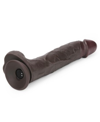 10" Vibrating Sliding Skin Pro II Silicone Dong (Black)