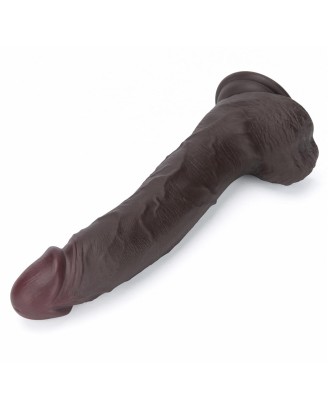 10" Vibrating Sliding Skin Pro II Silicone Dong (Black)
