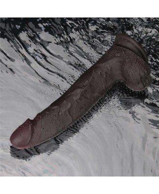 10" Vibrating Sliding Skin Pro II Silicone Dong (Black)