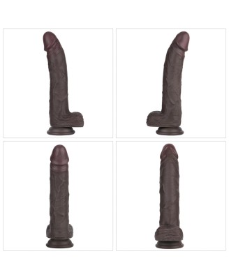 10" Vibrating Sliding Skin Pro II Silicone Dong (Black)