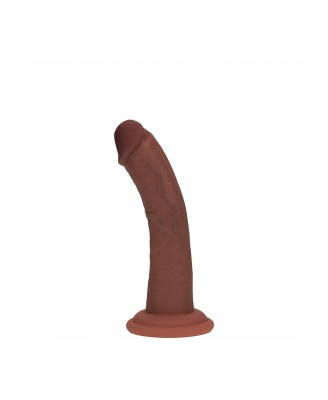 Dual Density Silicone Curved Realistic Dildo with Suction Cup - 6" / 15,5 cm - Brown
