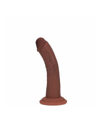 Dual Density Silicone Curved Realistic Dildo with Suction Cup - 6" / 15,5 cm - Brown